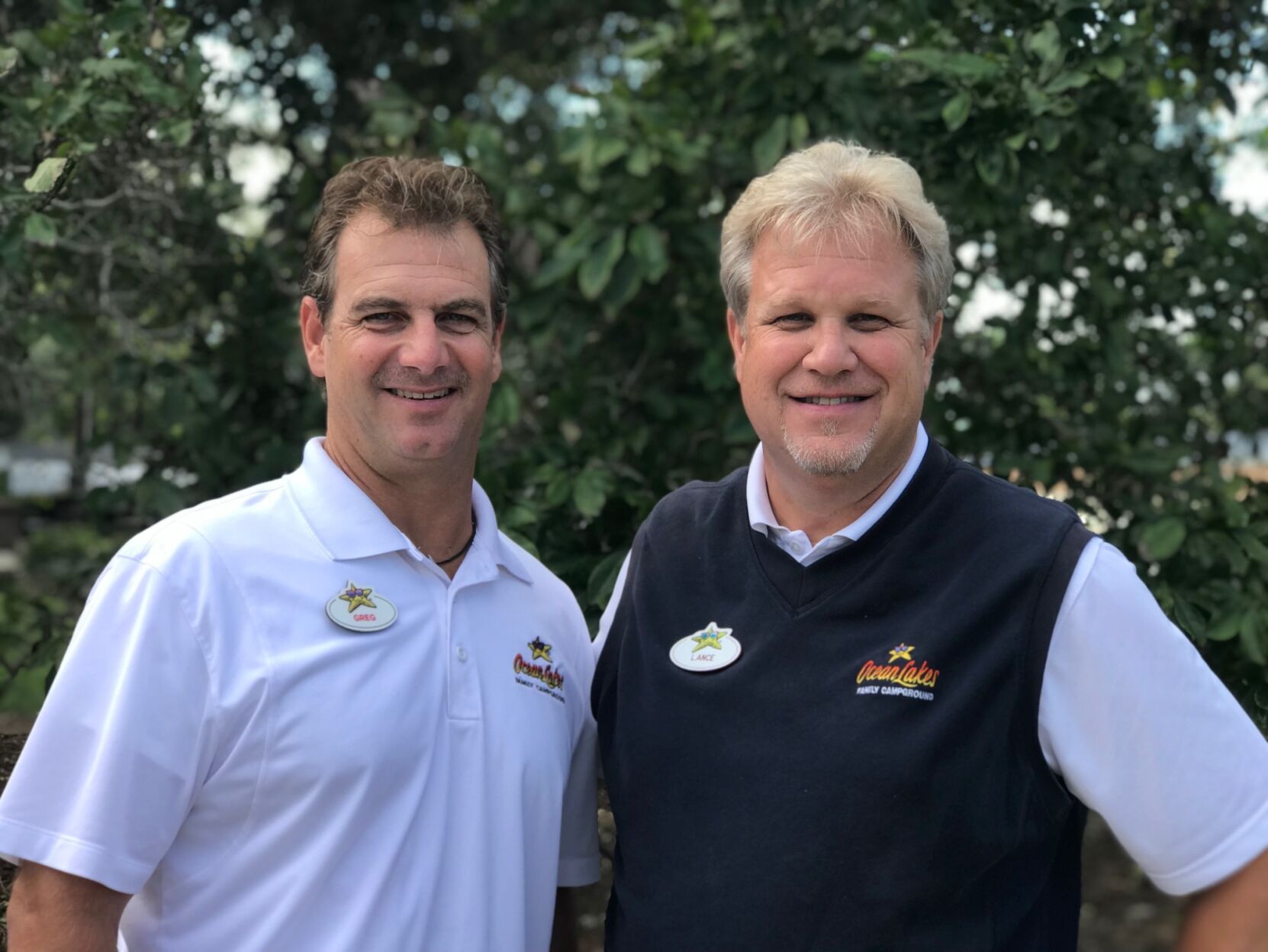 Greg Bender and Lance Thompson, retiring VP/GM, Ocean Lakes Family Campground